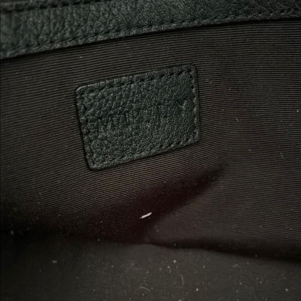 Milly Black and Turquoise Satchel with Geometric Stitching - Picture 3 of 7